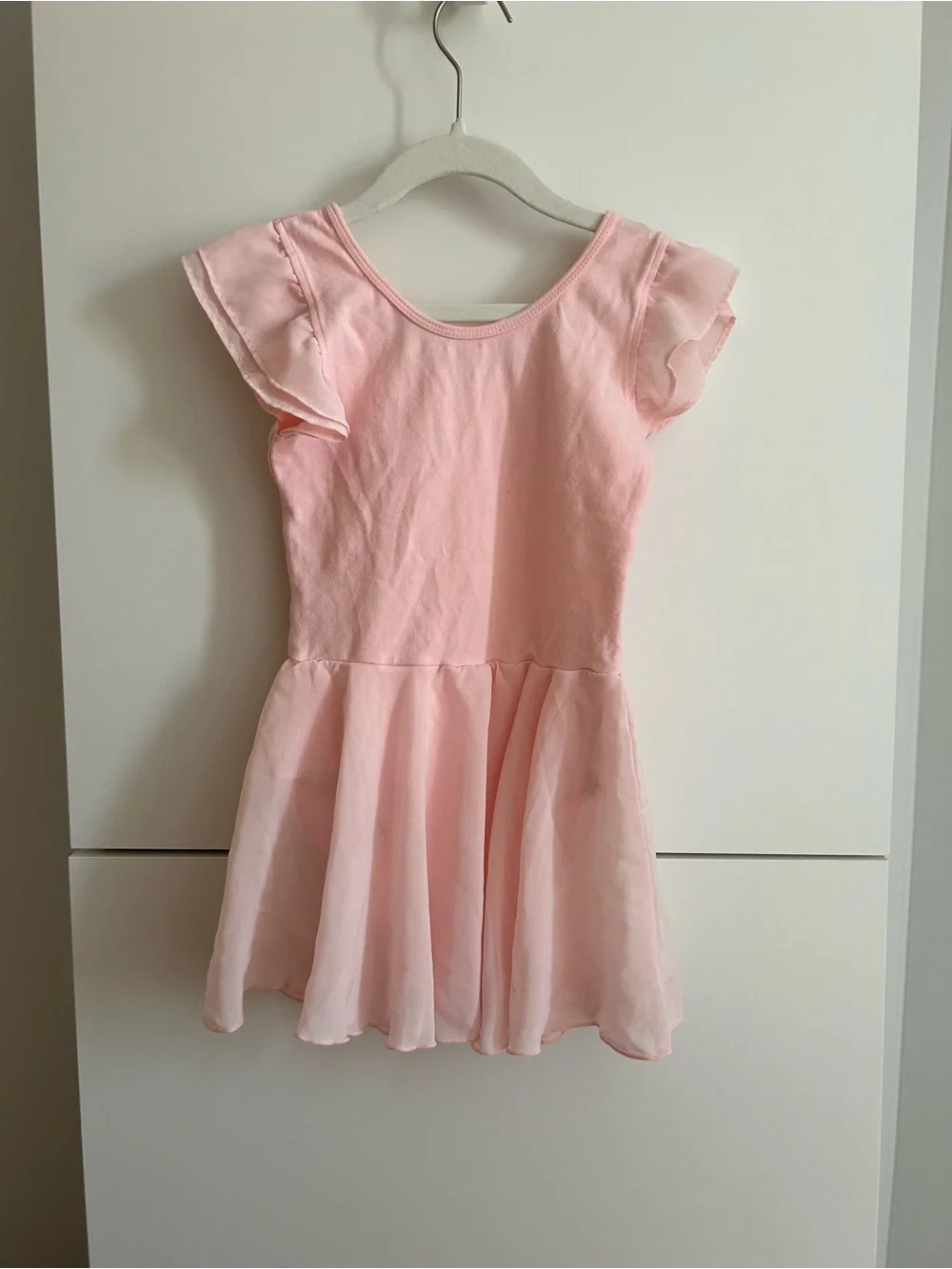 Girls Pink Chiffon Skirt Ballet Dance Dress - Size 130 (7/8)